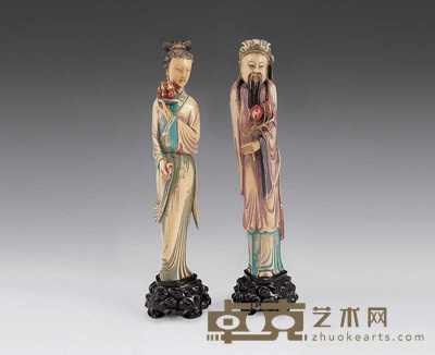 民国 象牙人件（二件） 高23cm